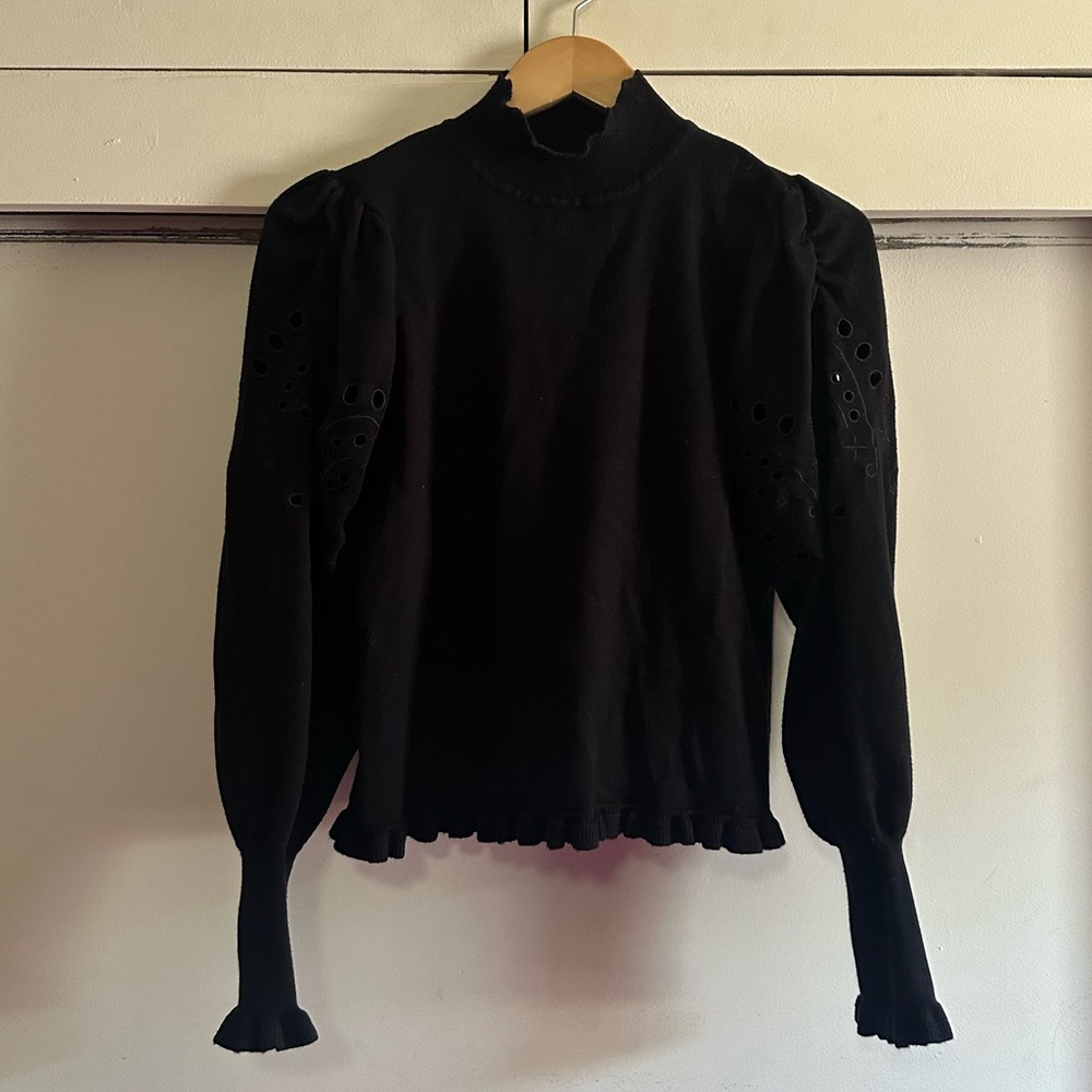 Joseph A Black Turtleneck Sweater Top Size M